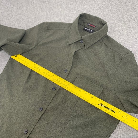New York & Company Button Down Blouse Long Sleeve Collared Large Green Top‎ - Picture 7 of 12